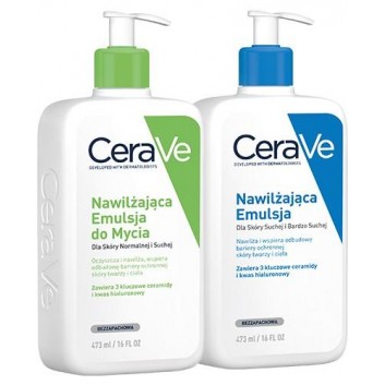 Cerave Emulsja nawilżająca do mycia, 473 ml + Emulsja nawilżająca do ciała, 473 ml [ZESTAW]