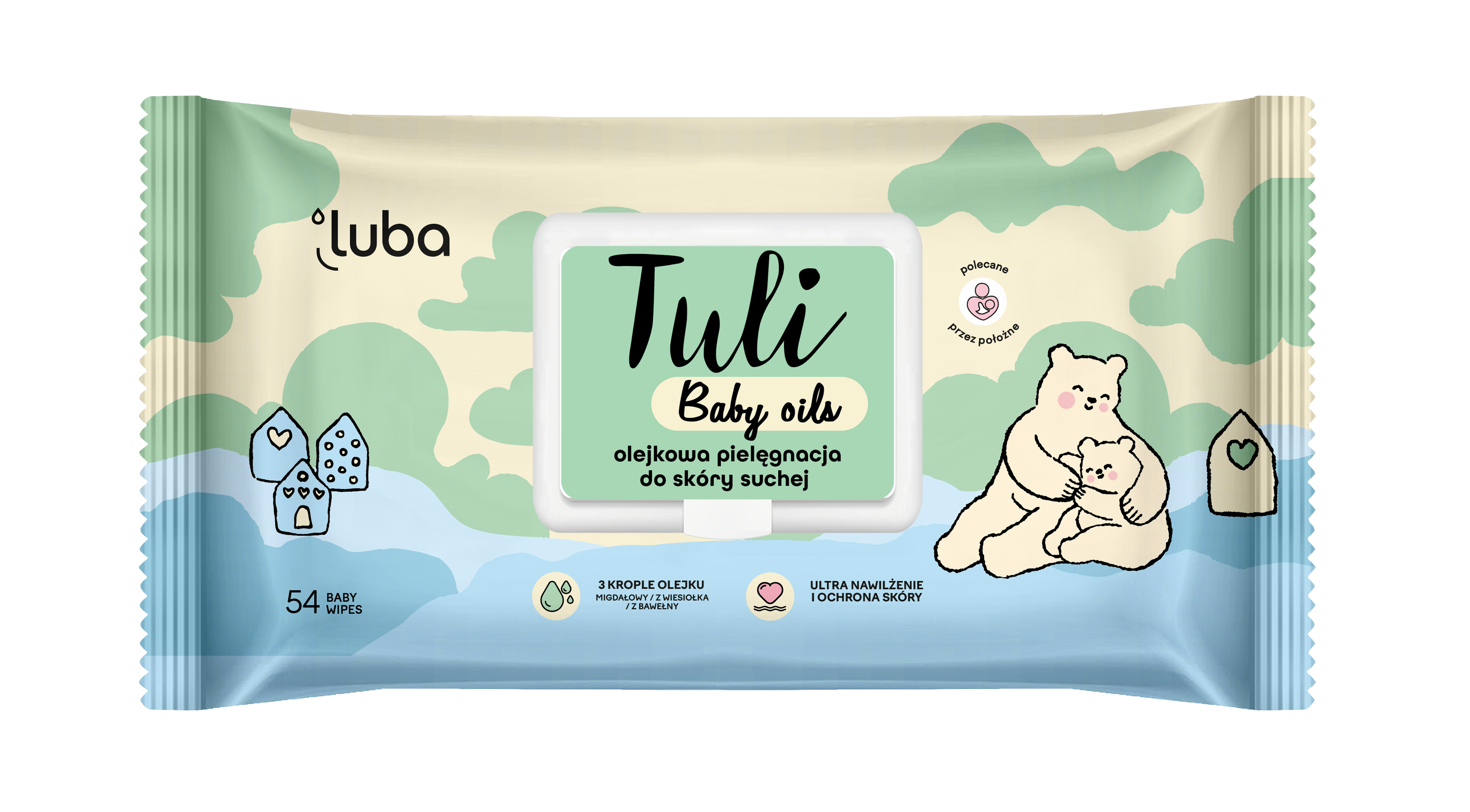 Luba Tuli Baby oils, nawilżane chusteczki z olejkami, 54 sztuki zdjęcie