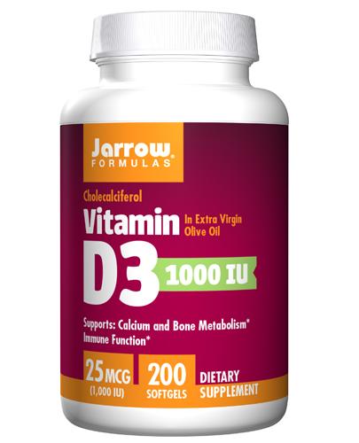 JARROW FORMULAS Vitamin D3 1000 IU - 200 kaps. zdjęcie