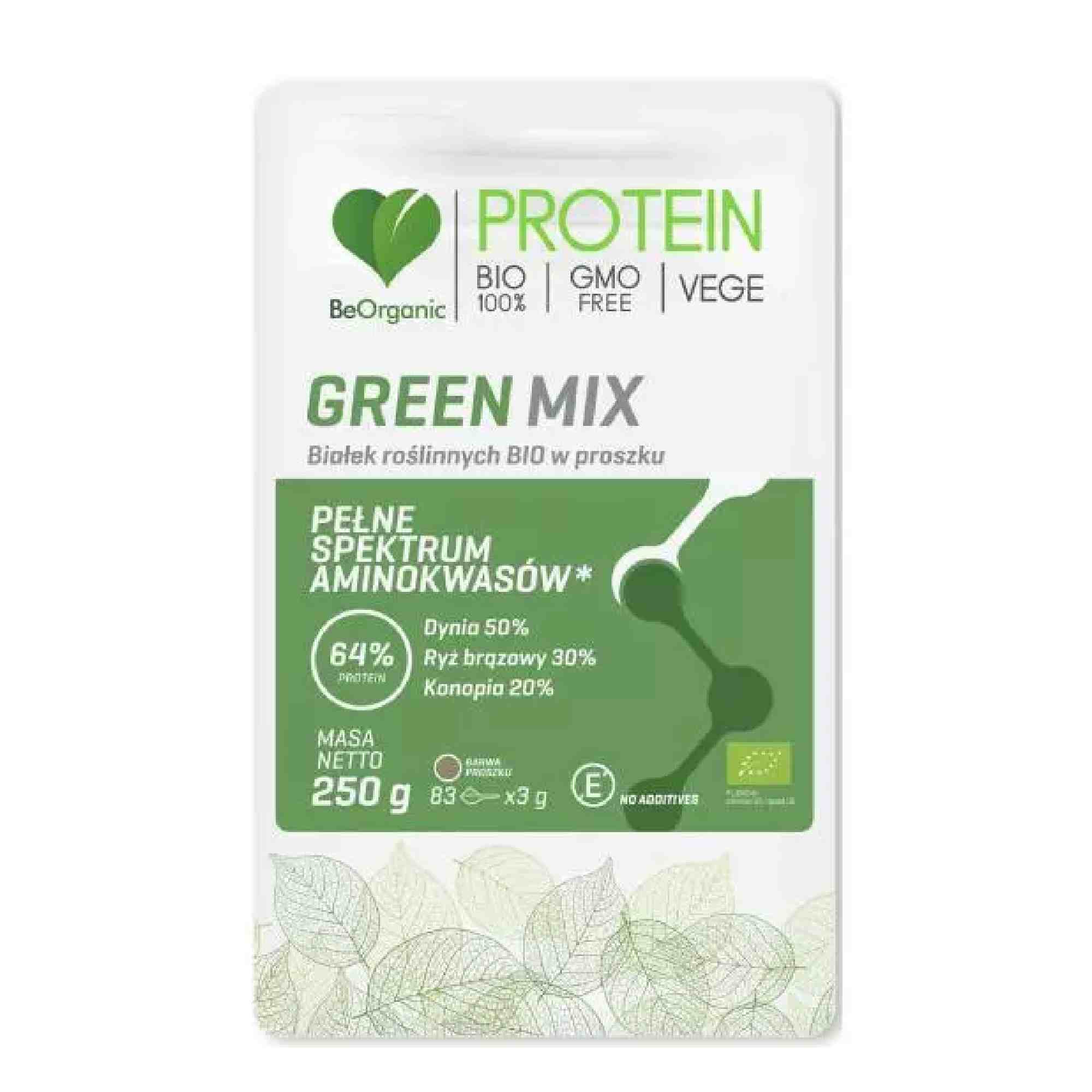 BeOrganic, Green Mix białek roślinnych Bio w proszku, 250 g zdjęcie