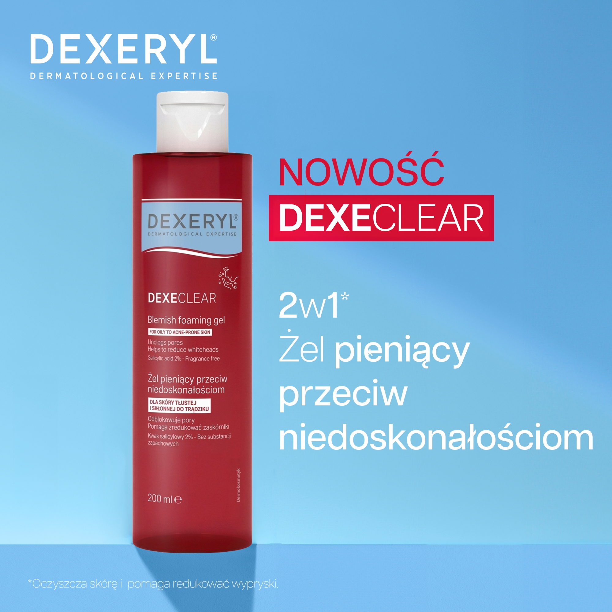 Dexeryl Dexeclear Żel pieniący przeciw niedoskonałościom, 200 ml