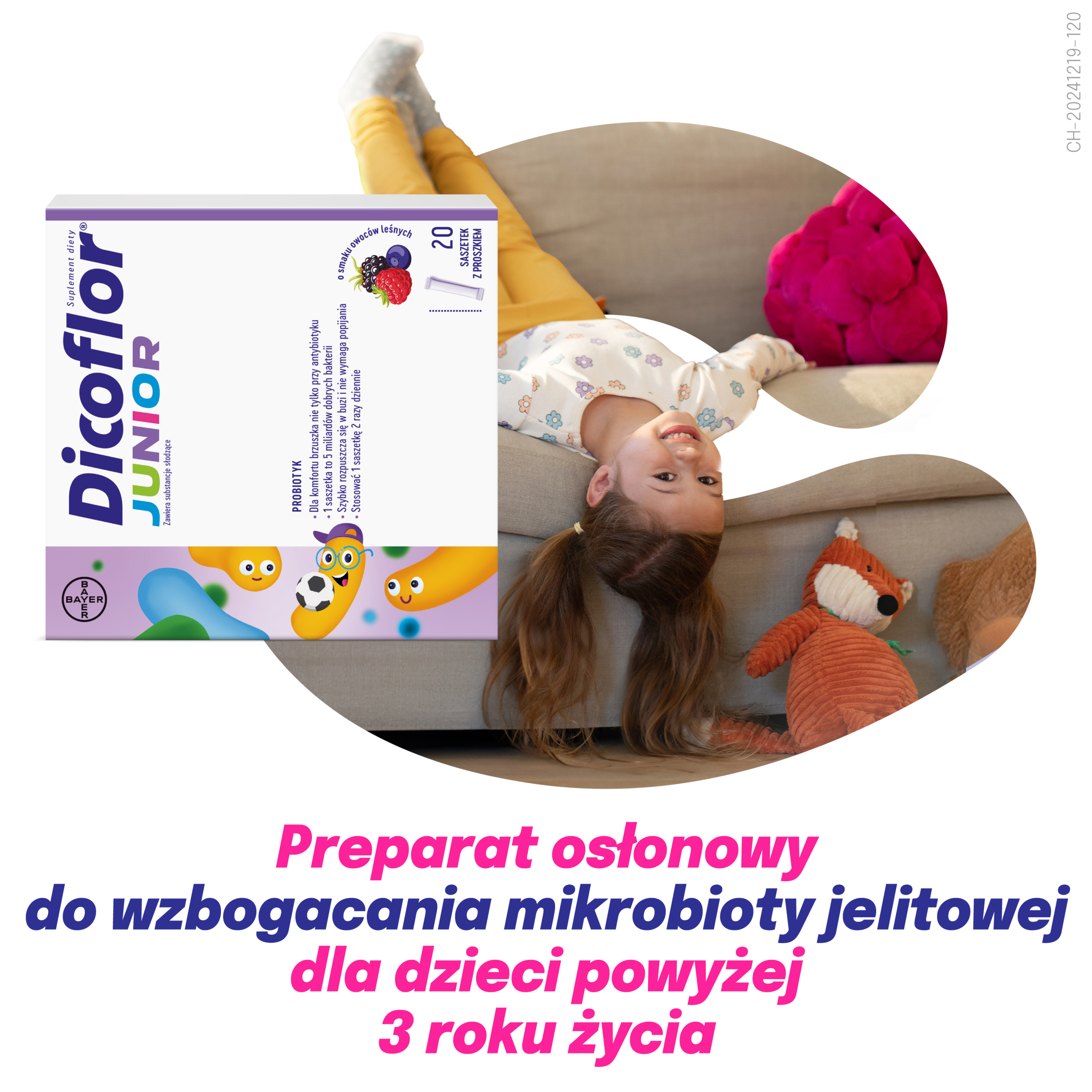 Dicoflor Junior o smaku owoców leśnych, saszetki, 20 sztuk