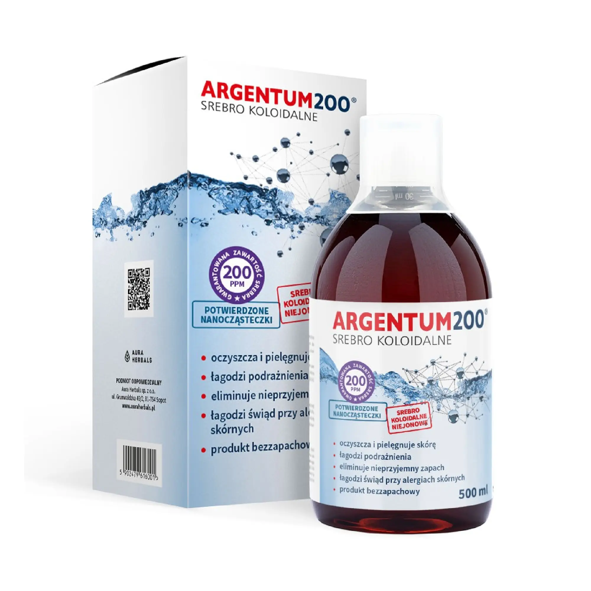 Argentum Srebro Koloidalne 200 ppm, tonik, 500 ml zdjęcie