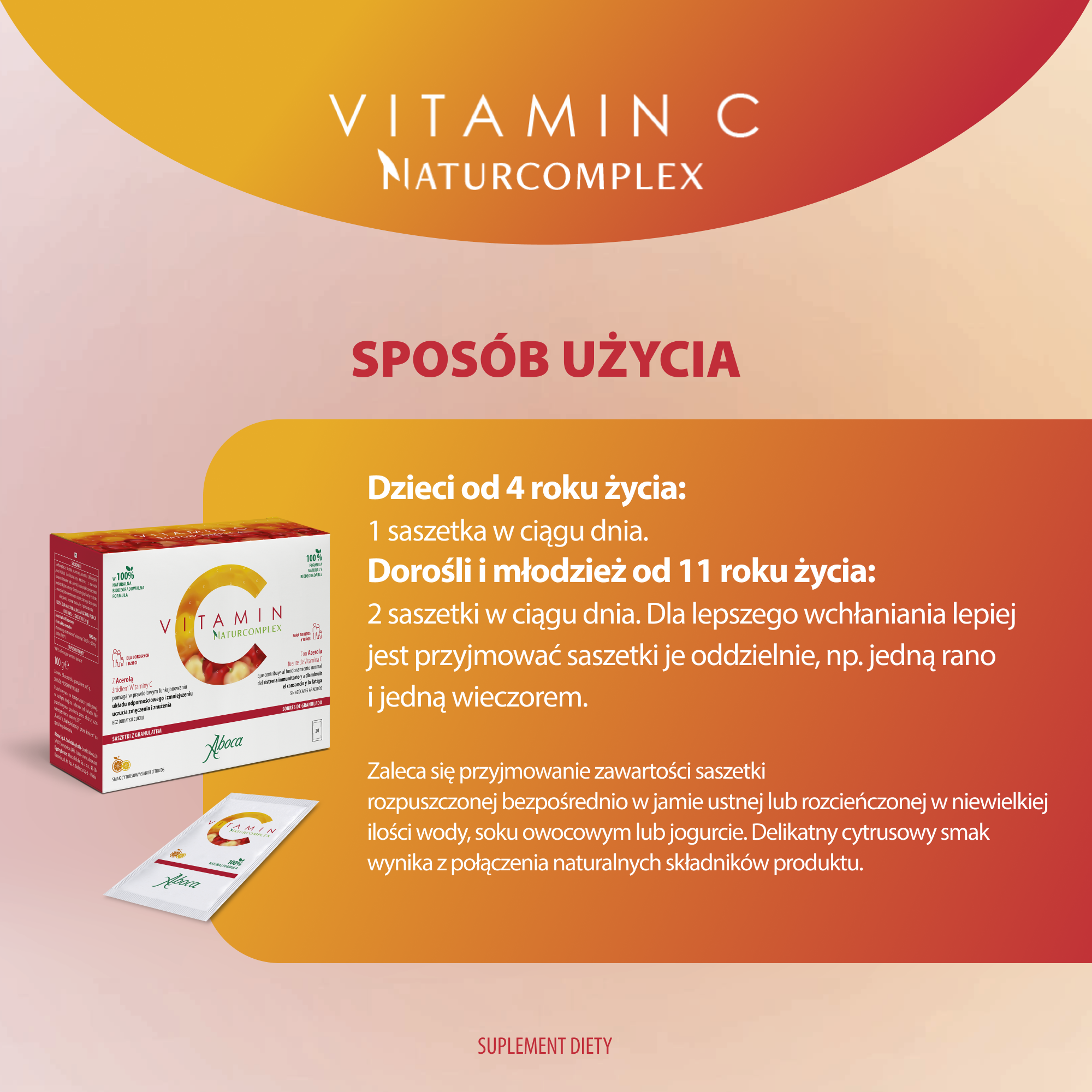 Aboca Vitamin C Naturcomplex, saszetki, 20 sztuk