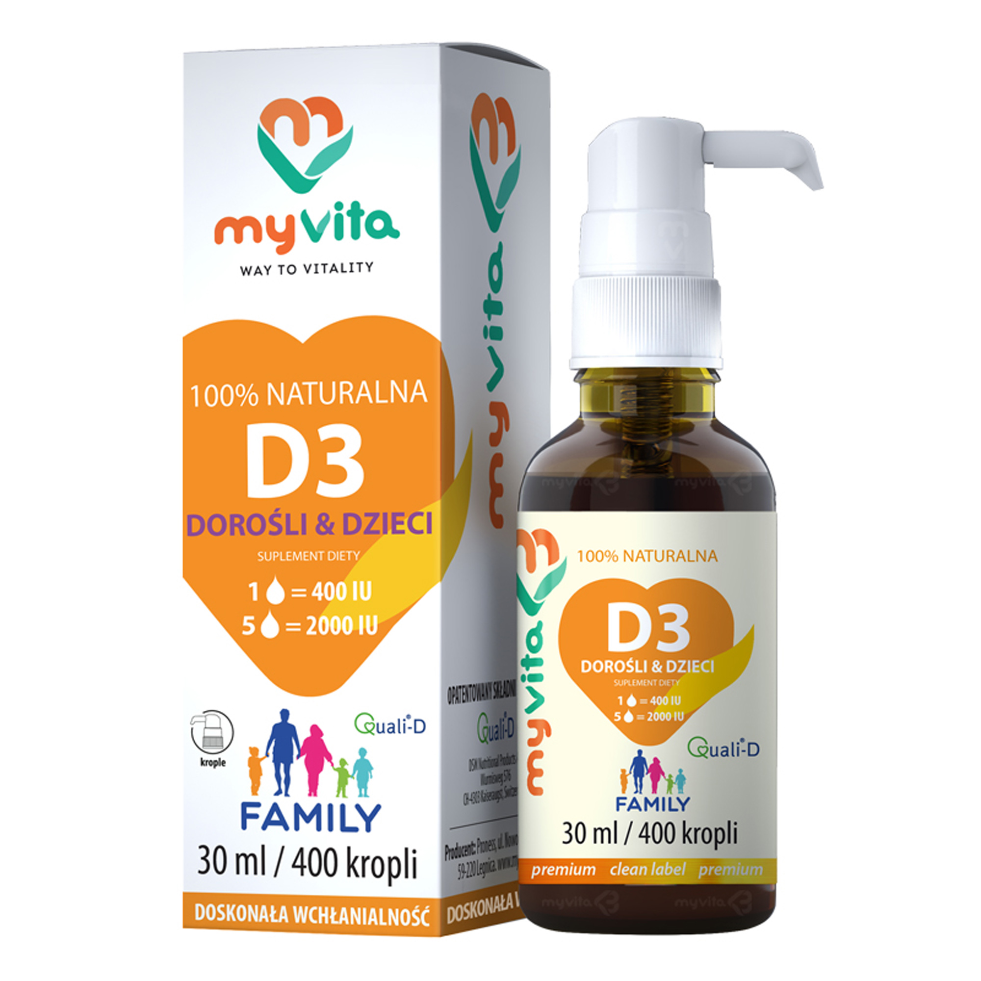 MyVita Witamina D3 Family, krople dla dzieci i dorosłych, 30 ml zdjęcie