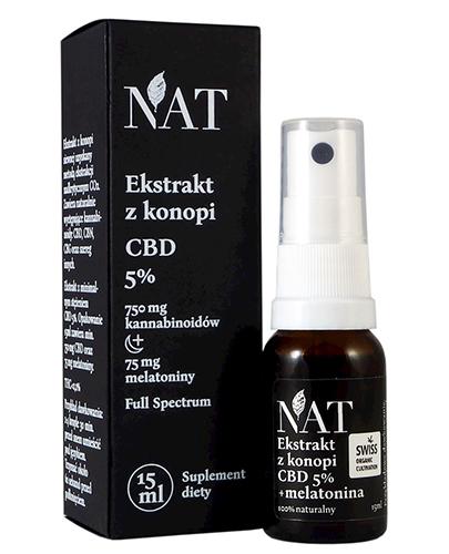 Nat Olejek Konopny CBD 5% 750 mg kannabinoidów + 75 mg melatoniny, 15 ml zdjęcie