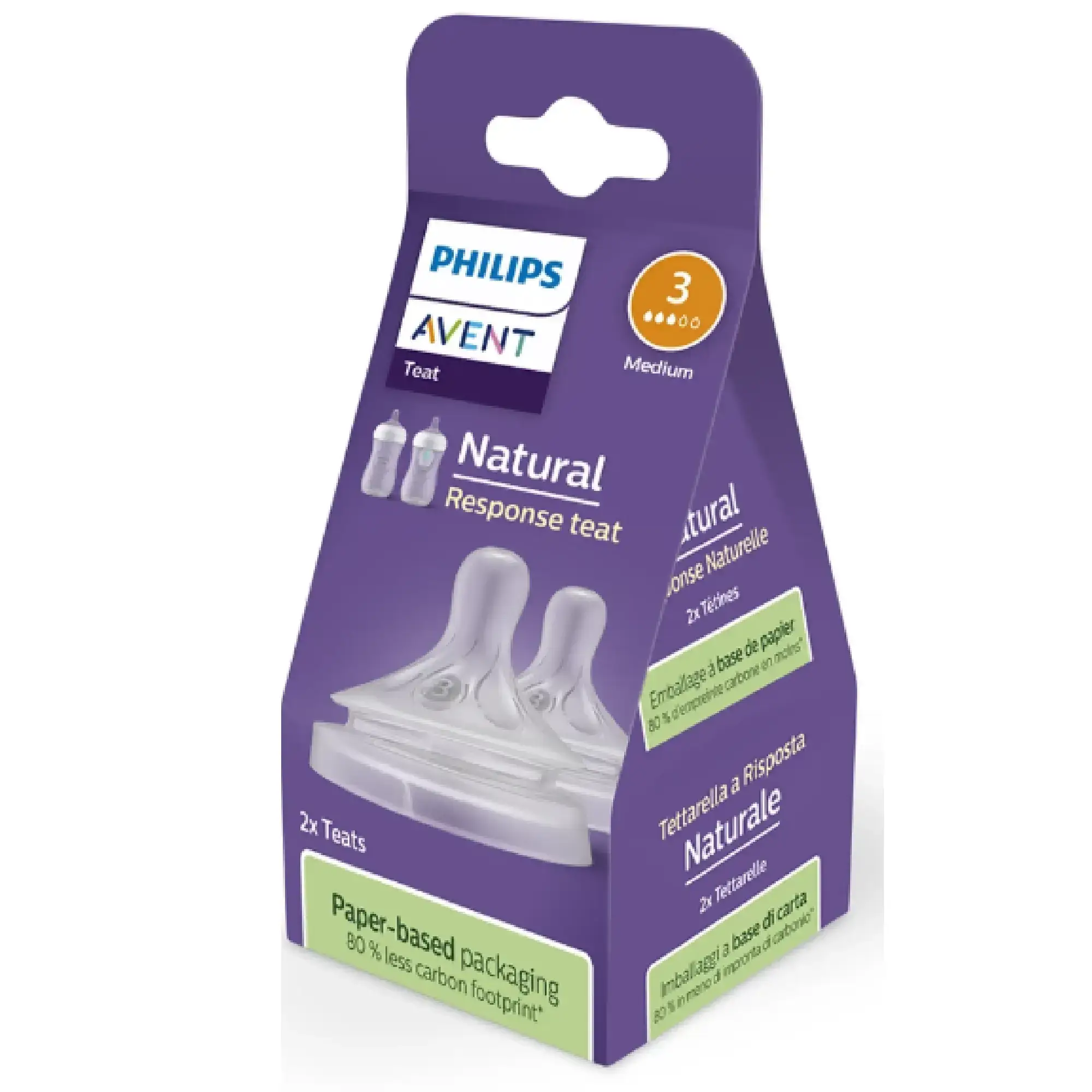 Philips Avent Natural Response Teat, Smoczek Responsywny na butelkę, 3m+ SCY963/02, 2 sztuki zdjęcie