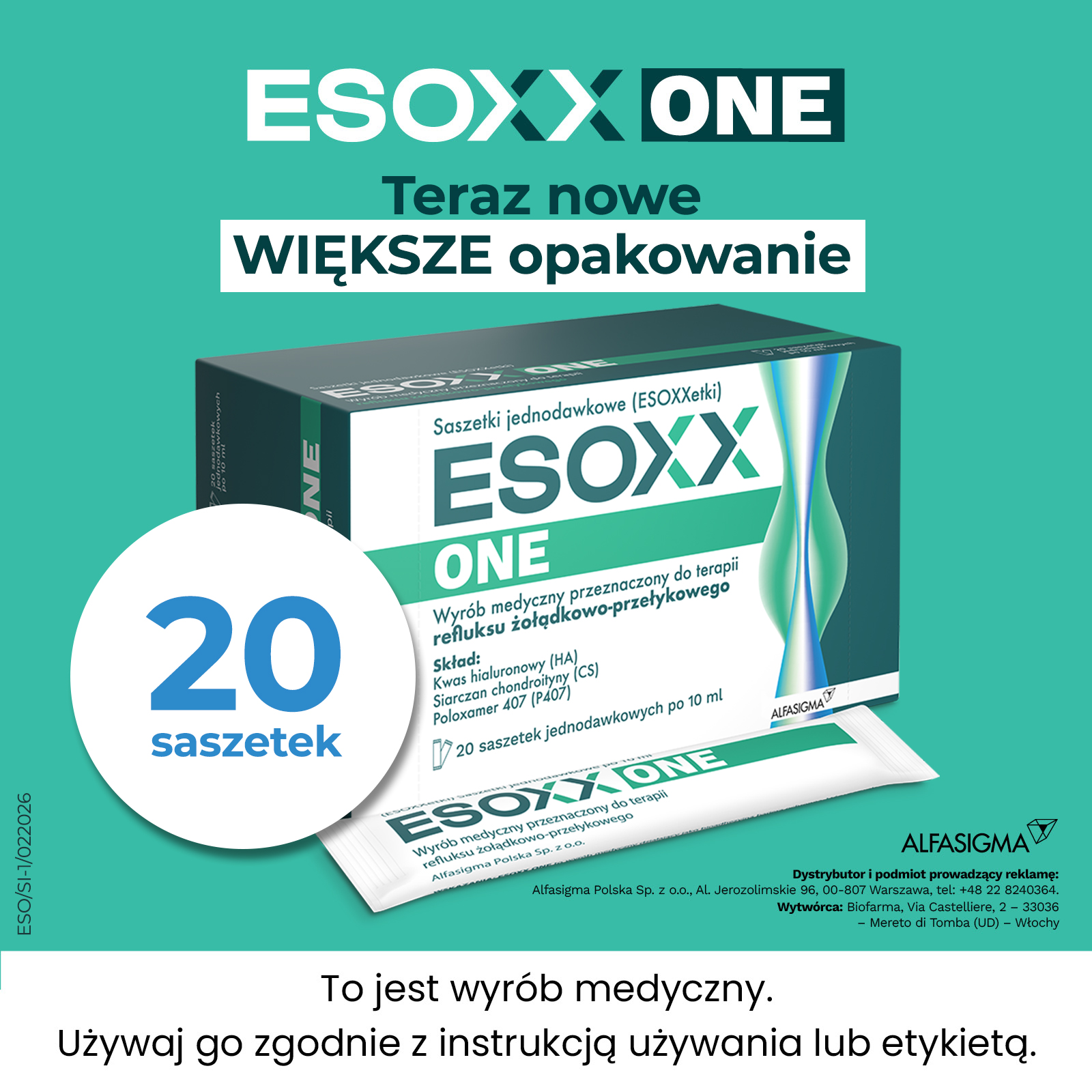 Esoxx One, saszetki 10 ml, 20 sztuk