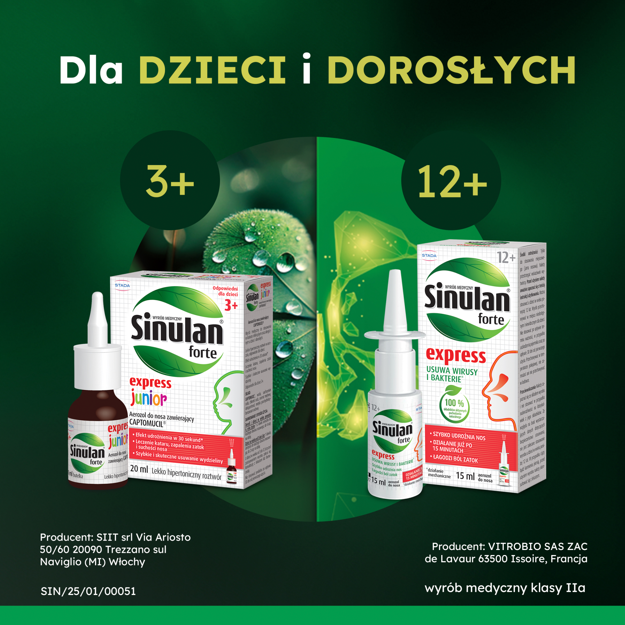 Sinulan Forte Express Junior aerozol do nosa dla dzieci 3+ 20 ml