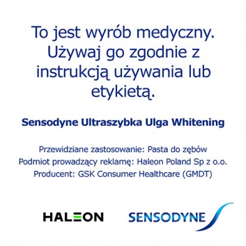 Sensodyne Rapid Relief Whitening pasta do zębów z fluorkiem 75 ml