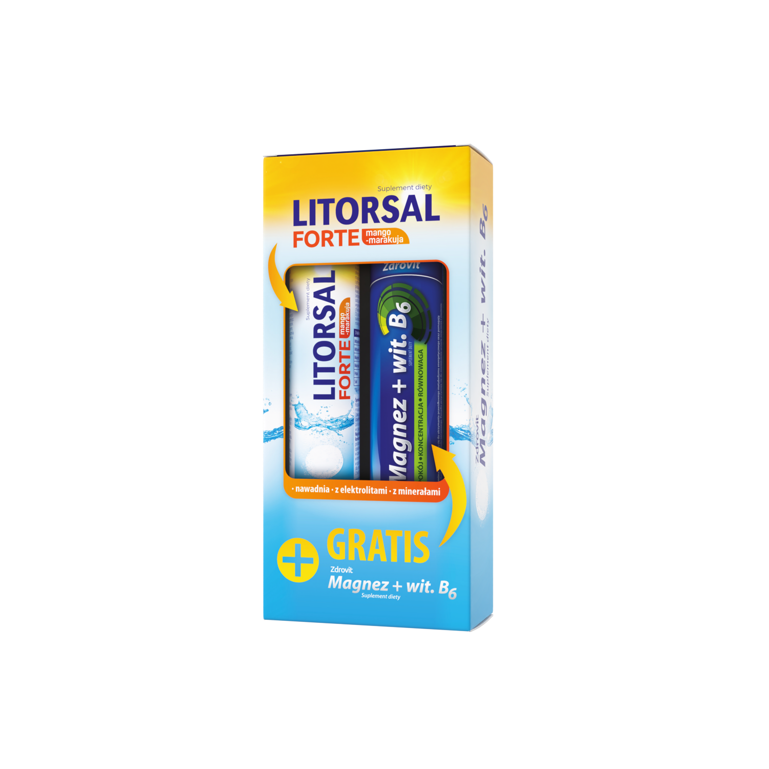 Litorsal Forte mango-marakuja, tabletki musujące, 24 sztuk + MgB6, tabletki musujące, 24 sztuk zdjęcie