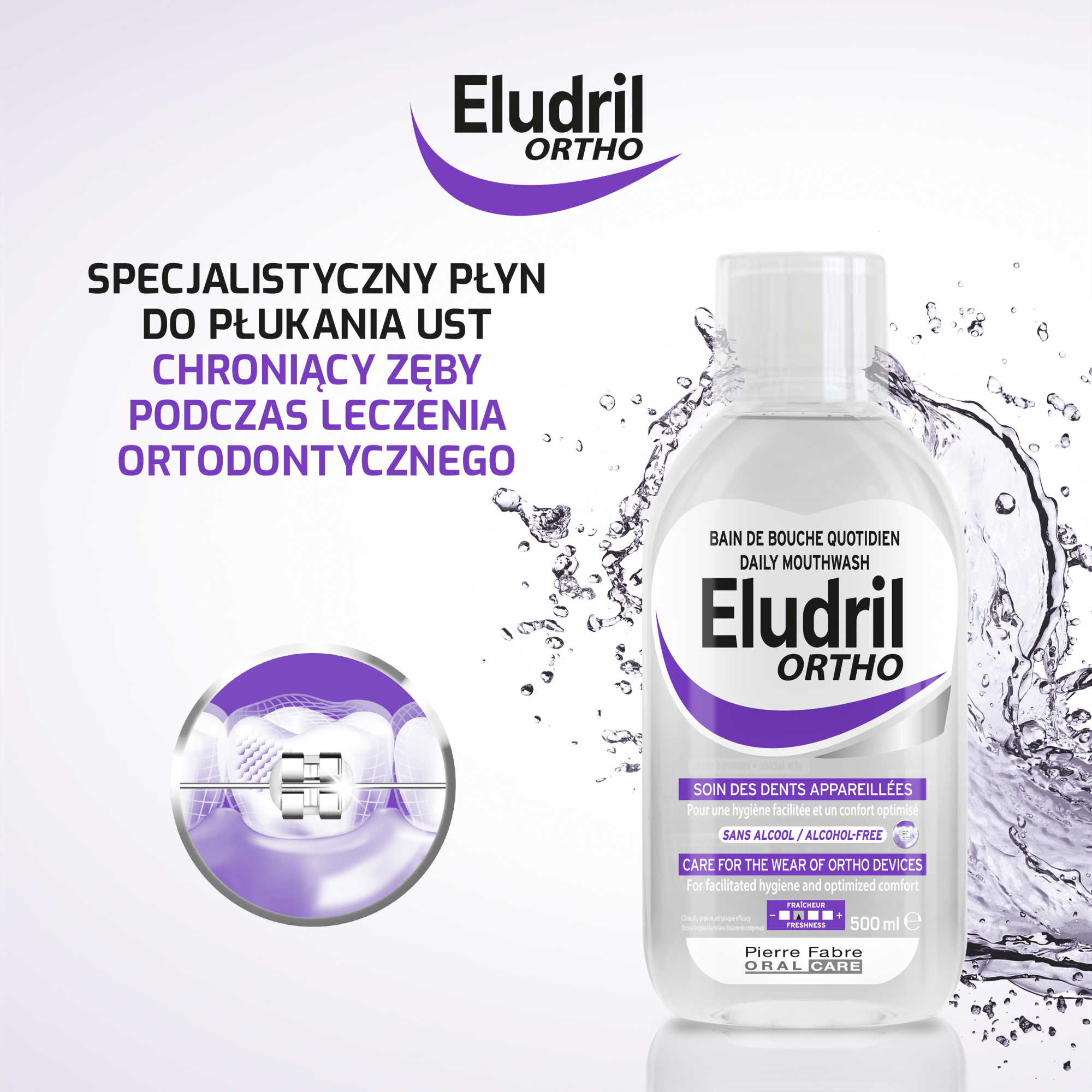 Eludril Ortho, płyn do płukania jamy ustnej, 2 x 500 ml