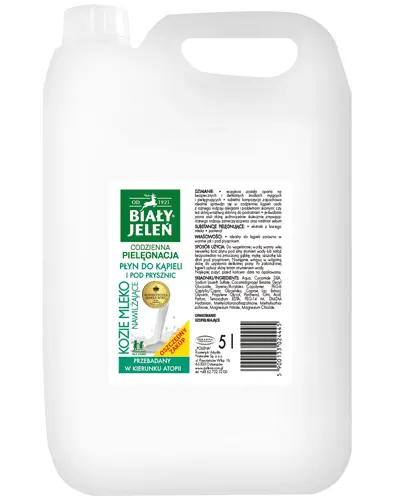 Biały Jeleń, Płyn do kąpieli i pod prysznic, kozie mleko, 5 l zdjęcie