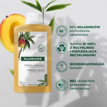Klorane Szampon z mango Odżywienie - włosy suche, 400 ml, cena, opinie, właściwości