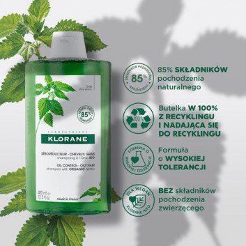 Klorane Szampon z organiczną pokrzywą seboregulujący - 400 ml 