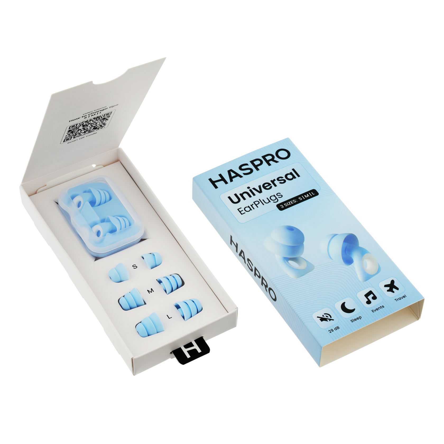 Haspro Universal Blue, wielorazowe zatyczki silikonowe, niebieskie, 1 zestaw