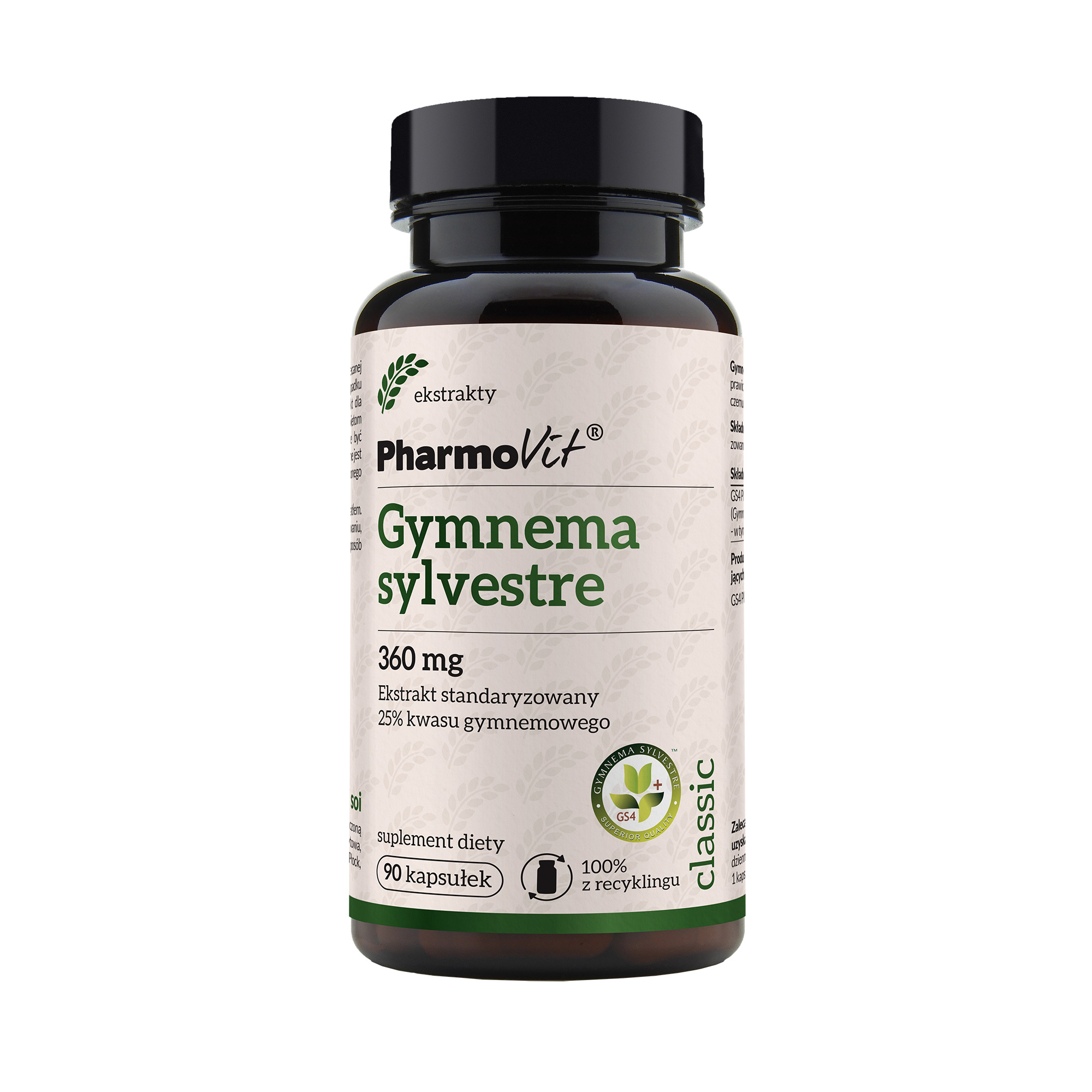 Gymnema sylvestre 360 mg Ekstrakt standaryzowany 25% kwasu gymnemowego, kapsułki, 90 sztuk zdjęcie
