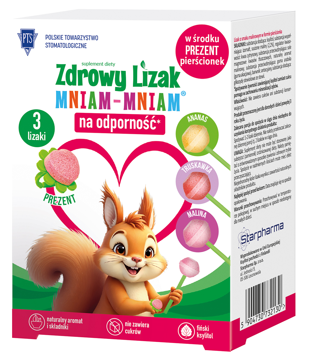 Zdrowy Lizak Mniam-Mniam z witaminami C i D, 3 sztuki + Pierścionek, 1 sztuka zdjęcie