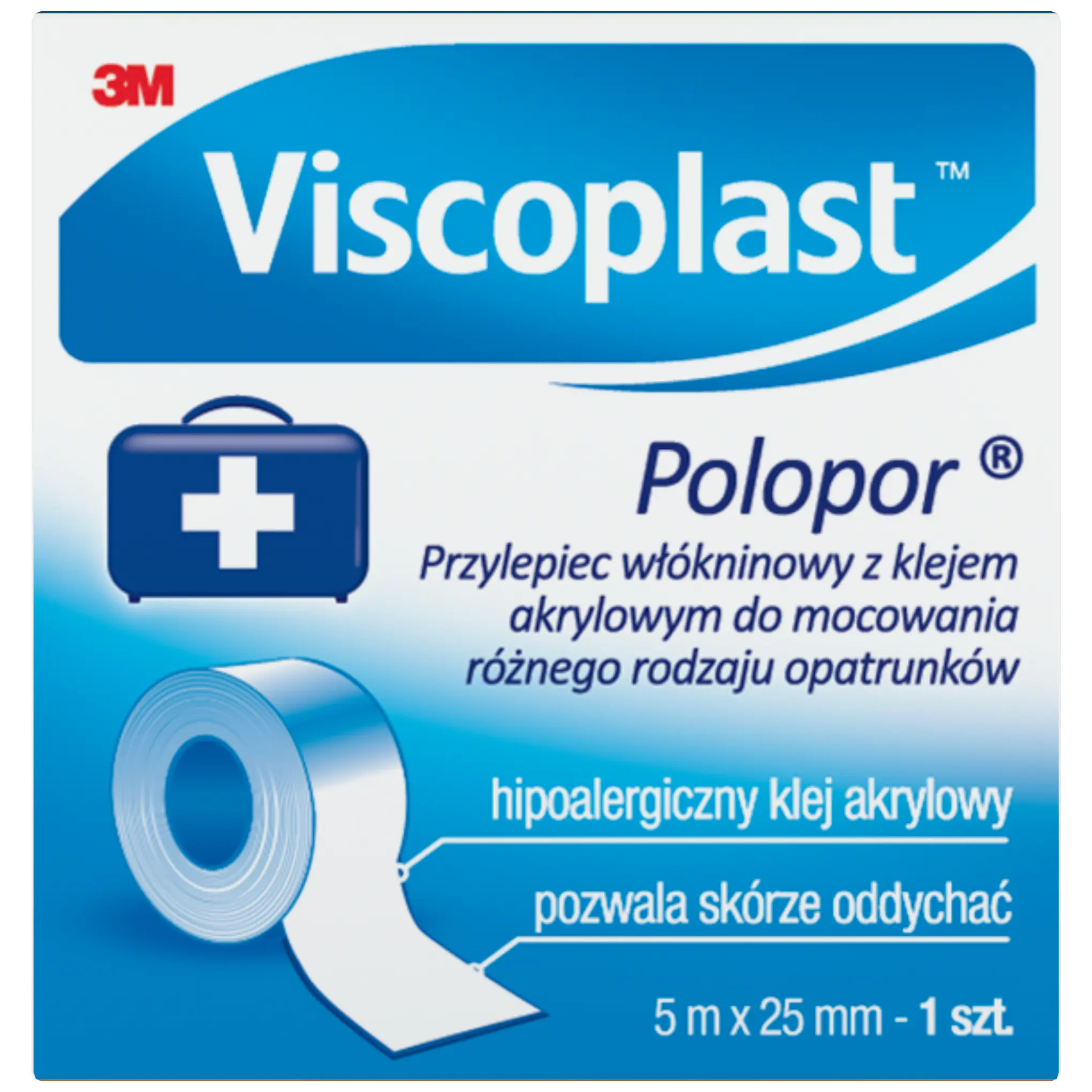 VIscoplast Pierwsza pomoc Polopor przylepiec włókninowy  5m x 25mm 1 sztuka