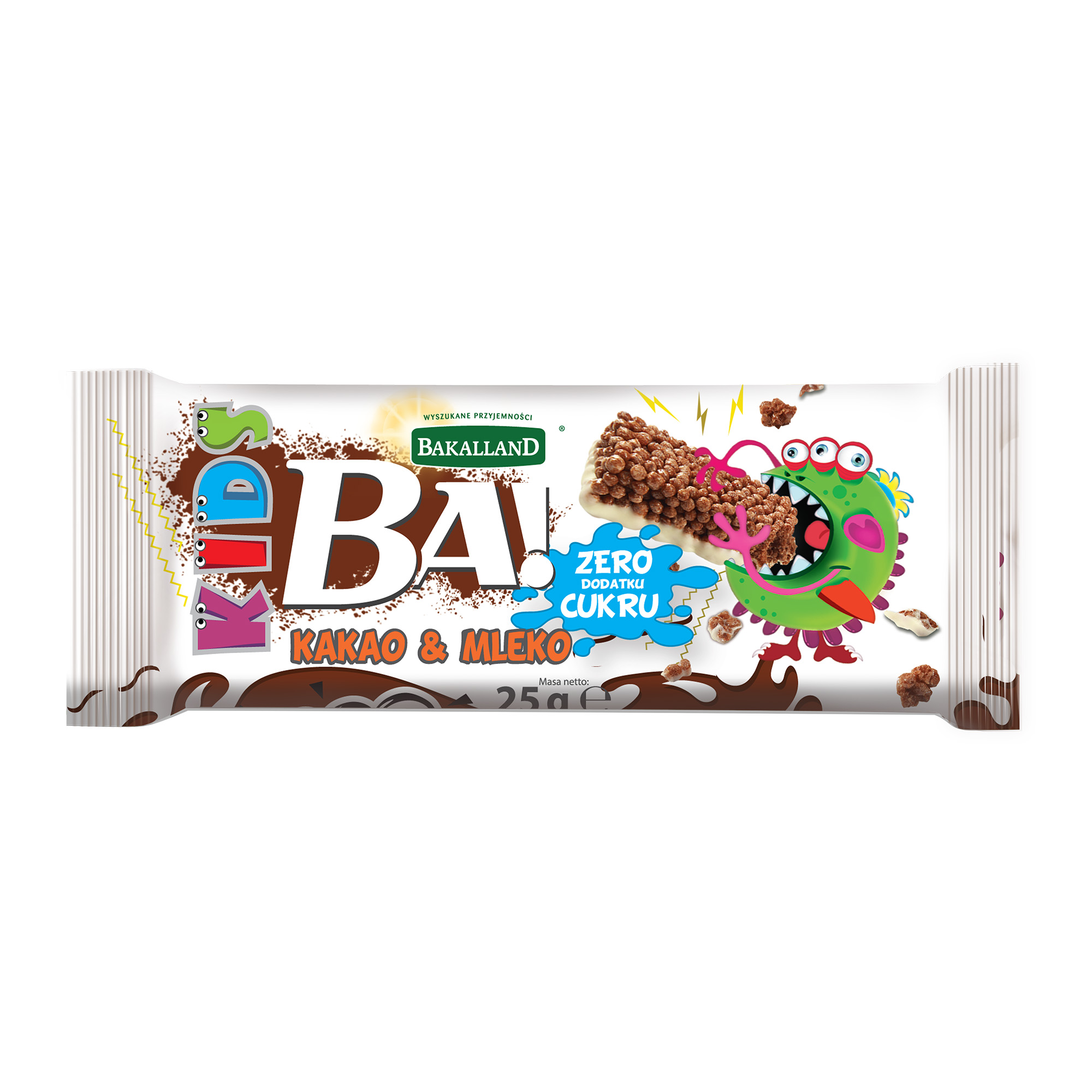 Bakalland BA! KIDS! Baton zbożowy Kakao i mleko, 25 g zdjęcie