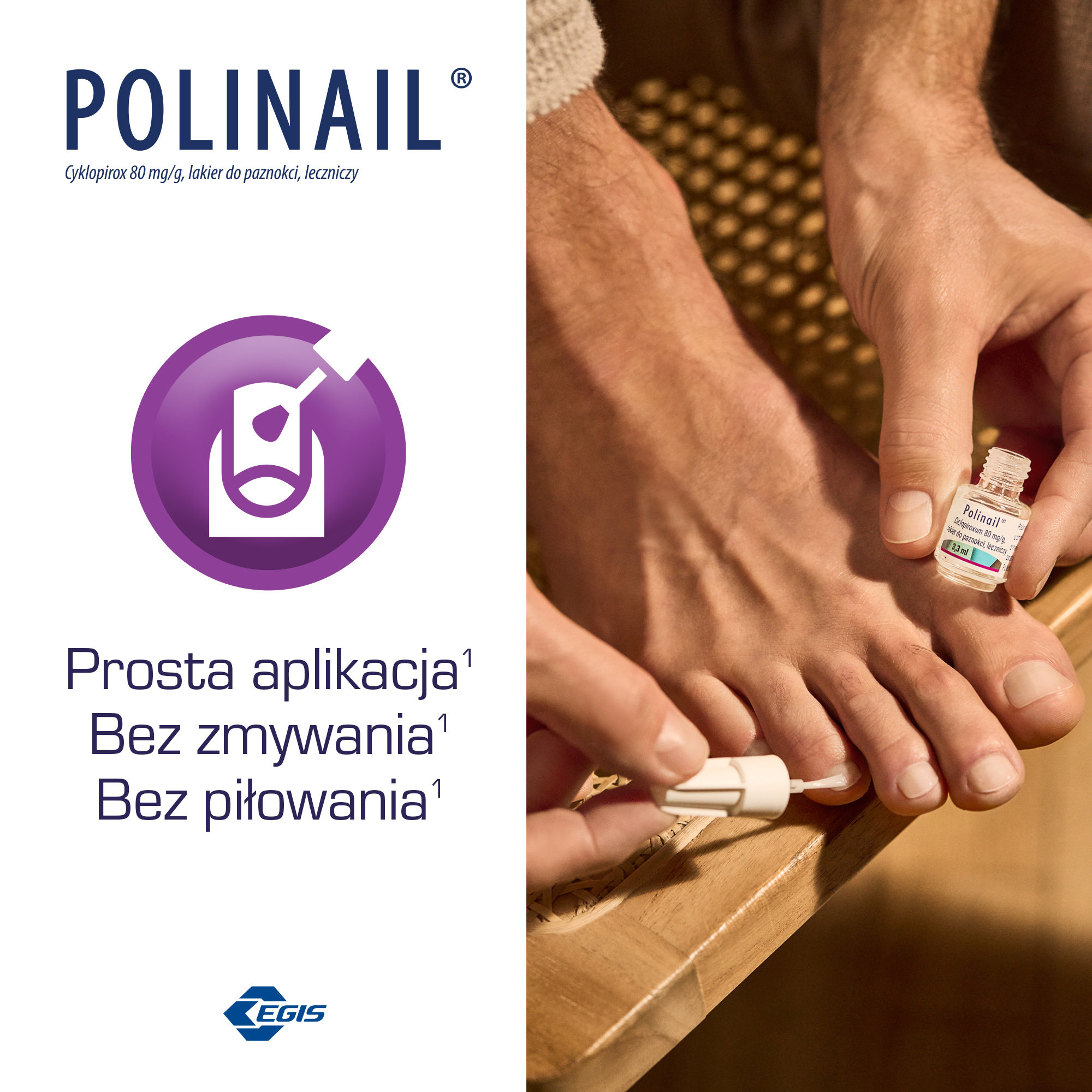 Polinail, 80 mg/g, lakier do paznokci leczniczy, 3,3 ml
