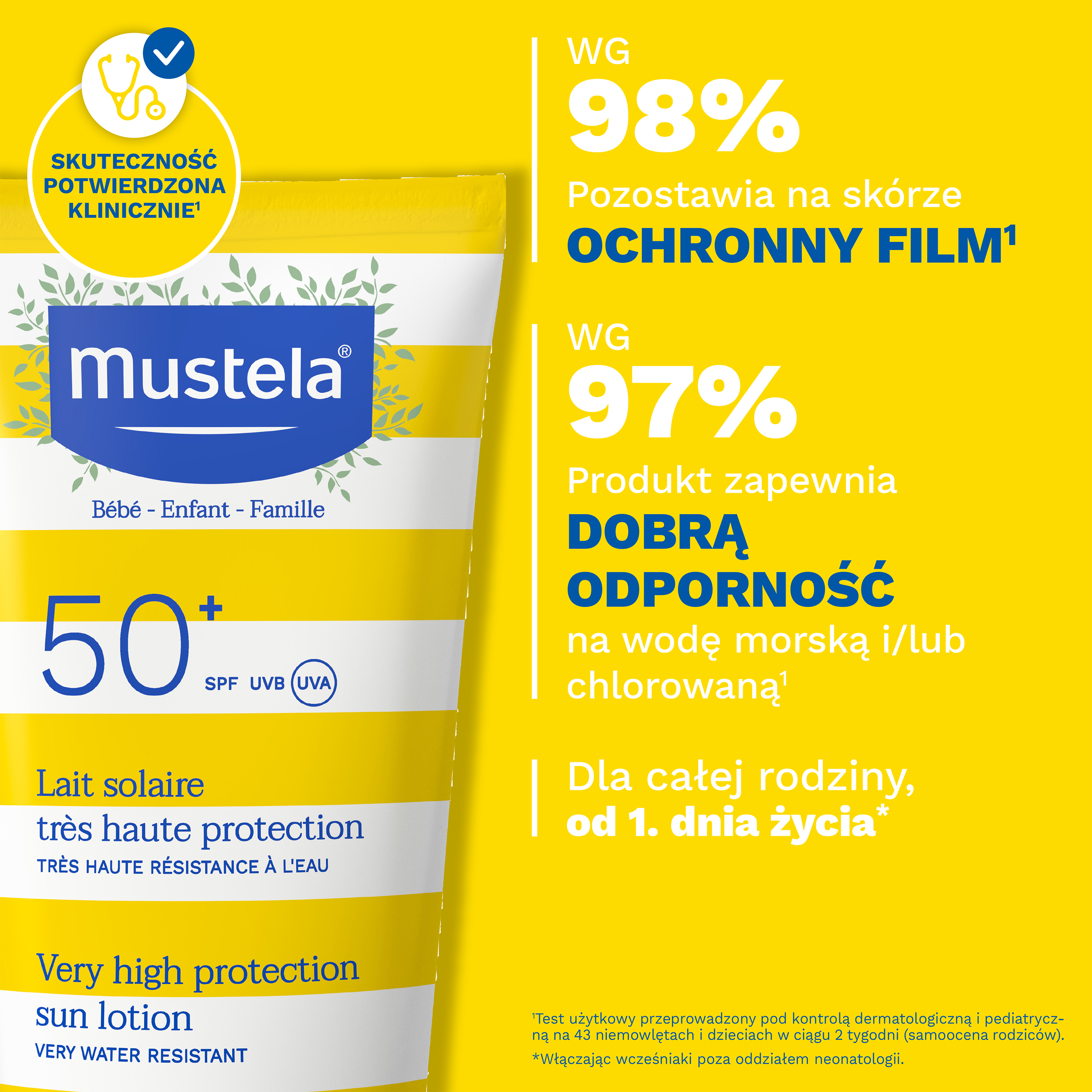 Mustela Sun Mleczko przeciwsłoneczne bardzo wysoka ochrona SPF 50+, 100 ml