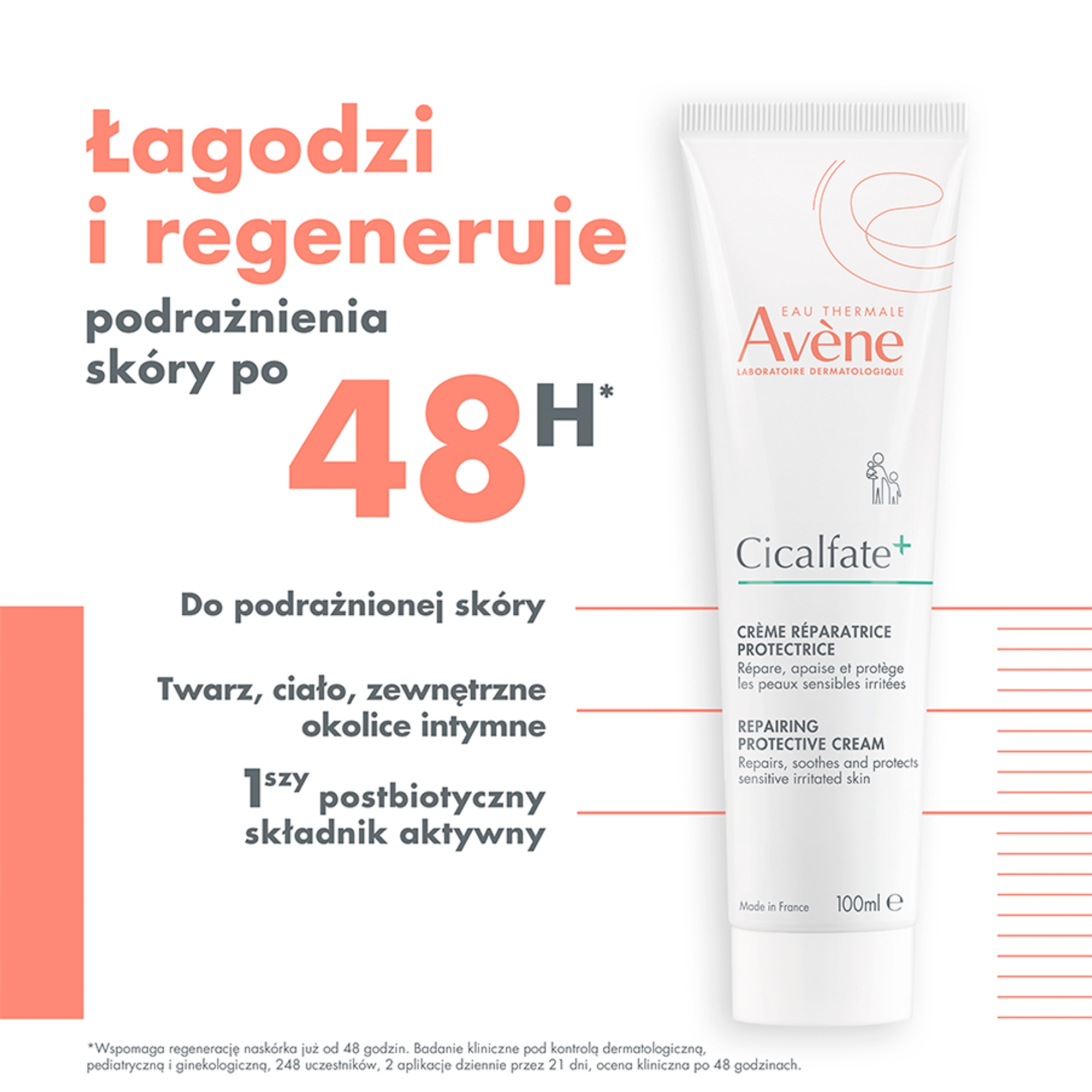 Avene, Cicalfate+, Regenerujący krem ochronny, 100 ml