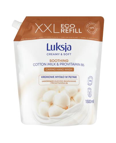 Luksja Creamy Soft Kremowe Mydło w płynie Mleczko bawełniane i Prowitamina B5 Zapas, 1500 ml, cena, opinie, stosowanie zdjęcie
