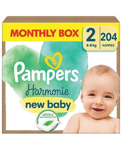 Pampers Harmonie Baby Pieluszki, rozmiar 2 4 kg-8 kg, 204 sztuk zdjęcie