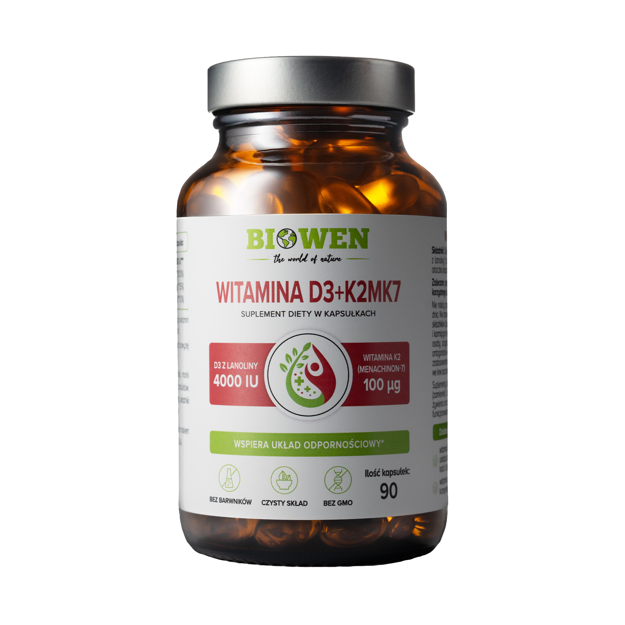 Biowen Witamina D3+K2MK7, kapsułki, 90 sztuk zdjęcie