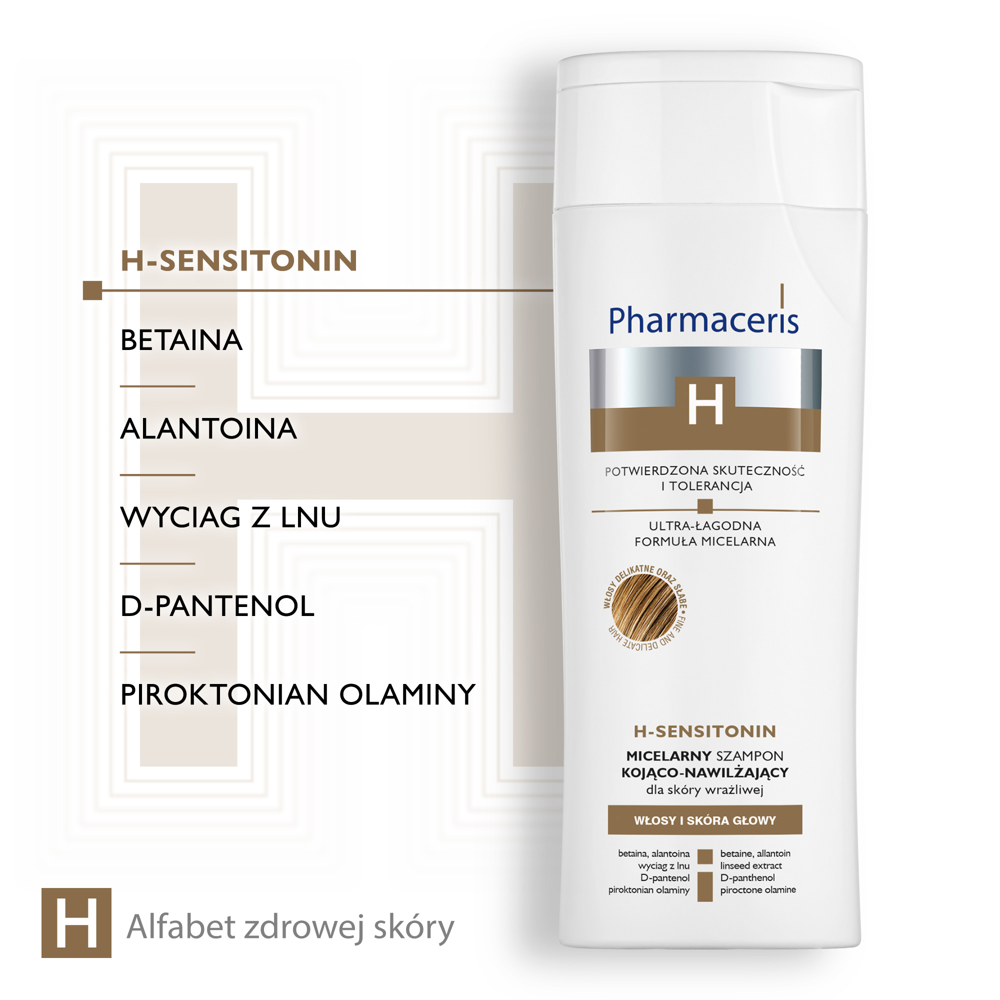 Pharmaceris H Sensitonin, micelarny szampon kojąco-nawilżający do skóry wrażliwej, 250 ml