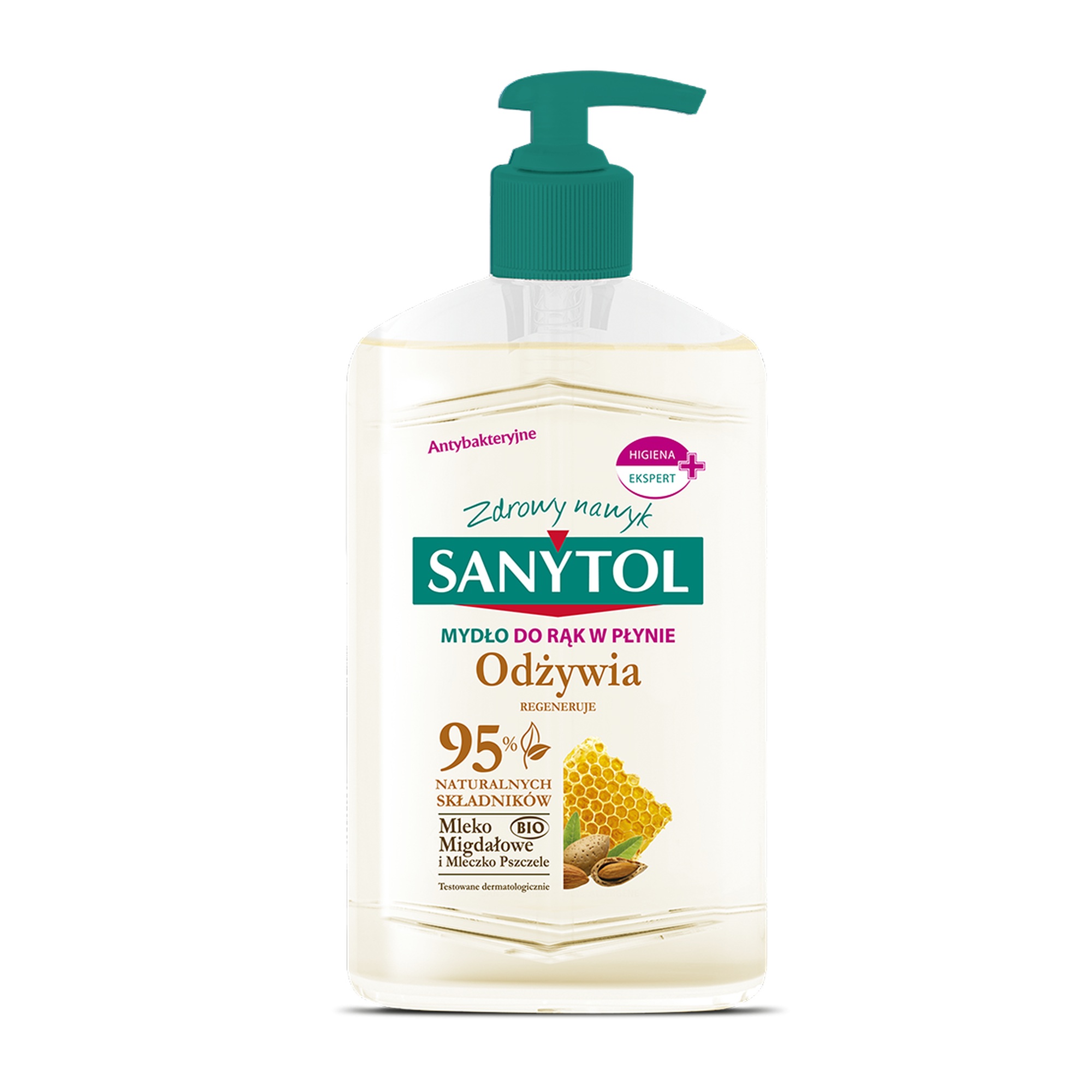 Sanytol Mydło antybakteryjne do rąk, mleko migdałowe i mleczko pszczele, 250 ml zdjęcie
