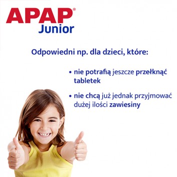 Apap Junior 250 mg o smaku truskawkowo-waniliowym 10 saszetek