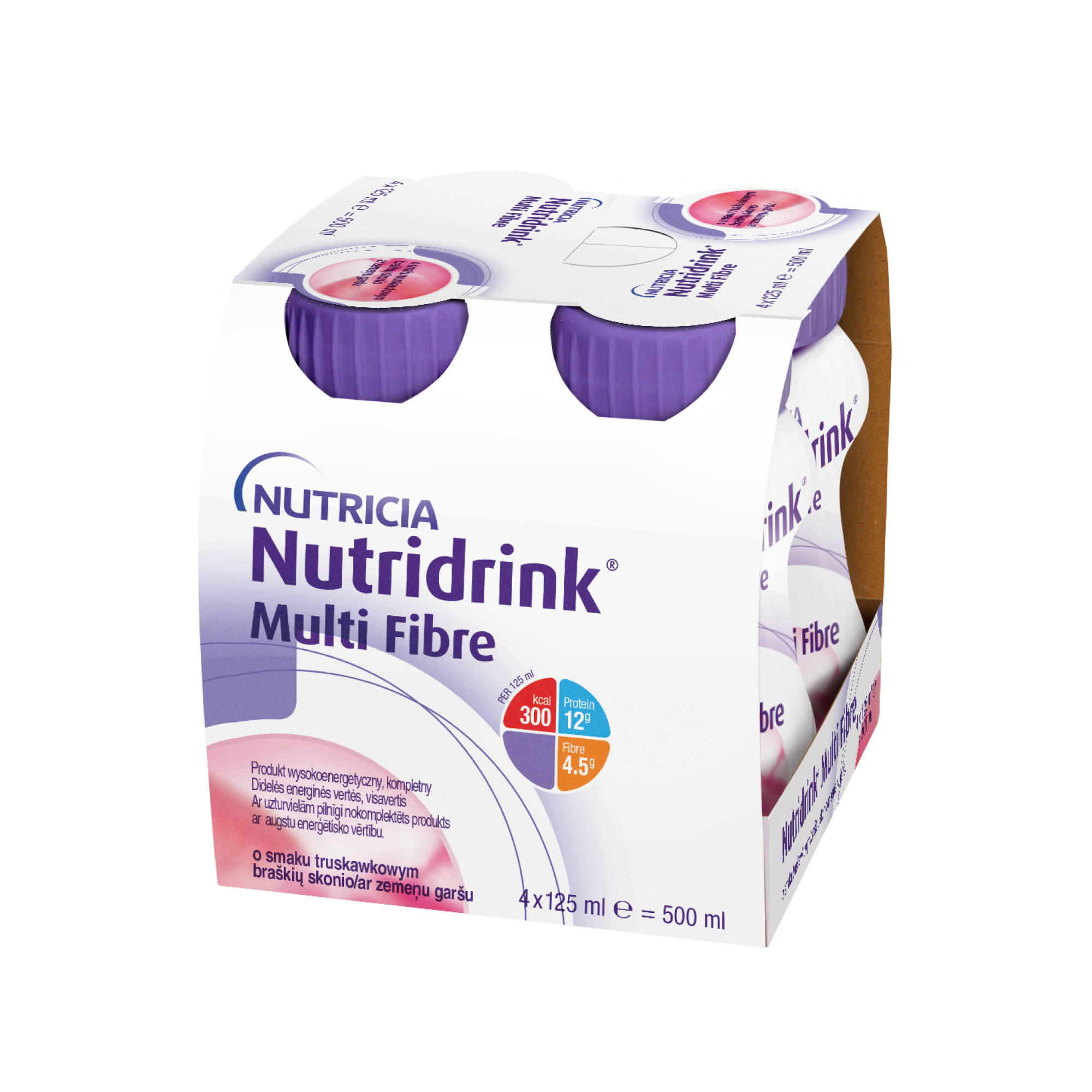 Nutridrink Multi Fibre smak truskawkowy 4 x 125 ml zdjęcie