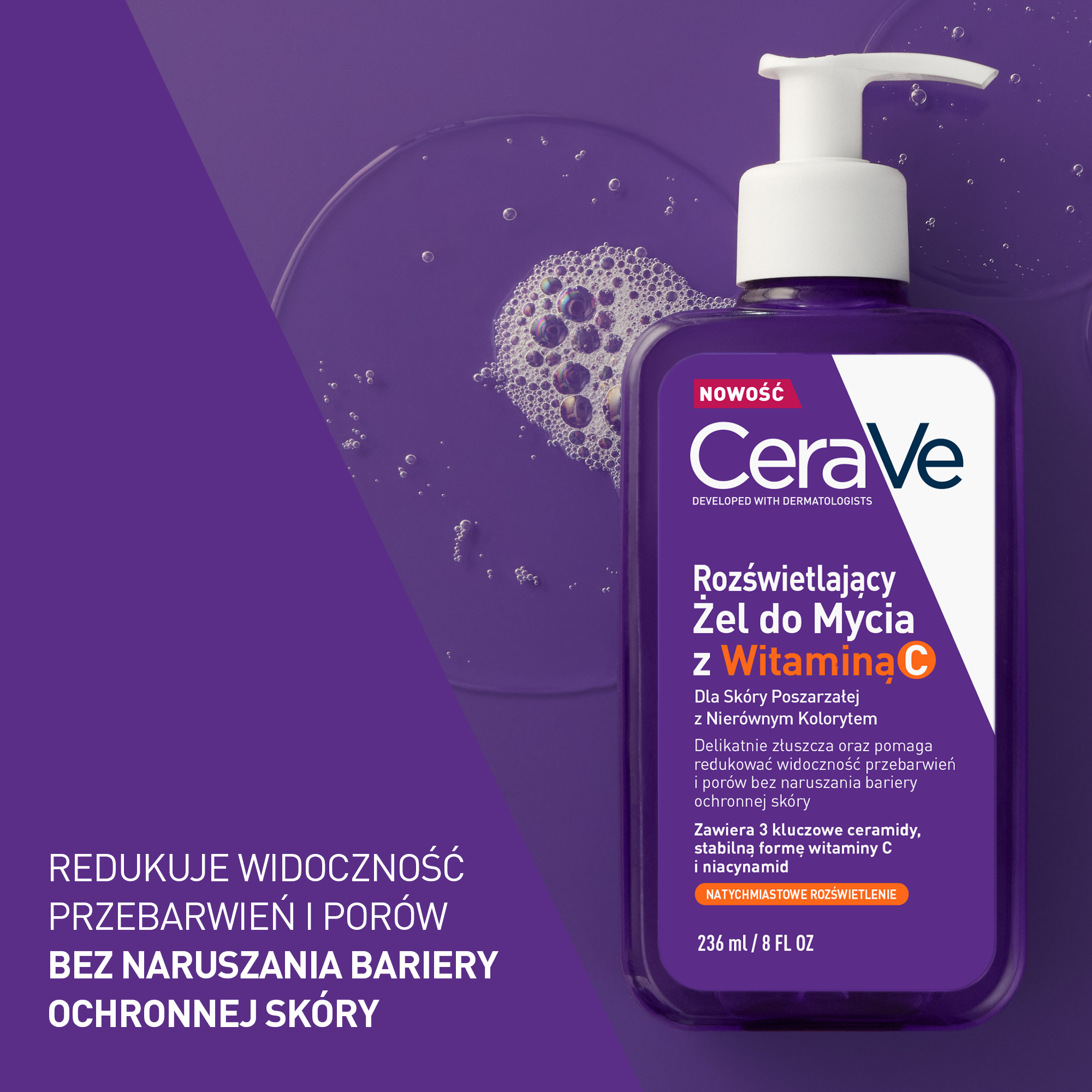 CeraVe Rozświetlający żel do mycia z witaminą C, 236 ml