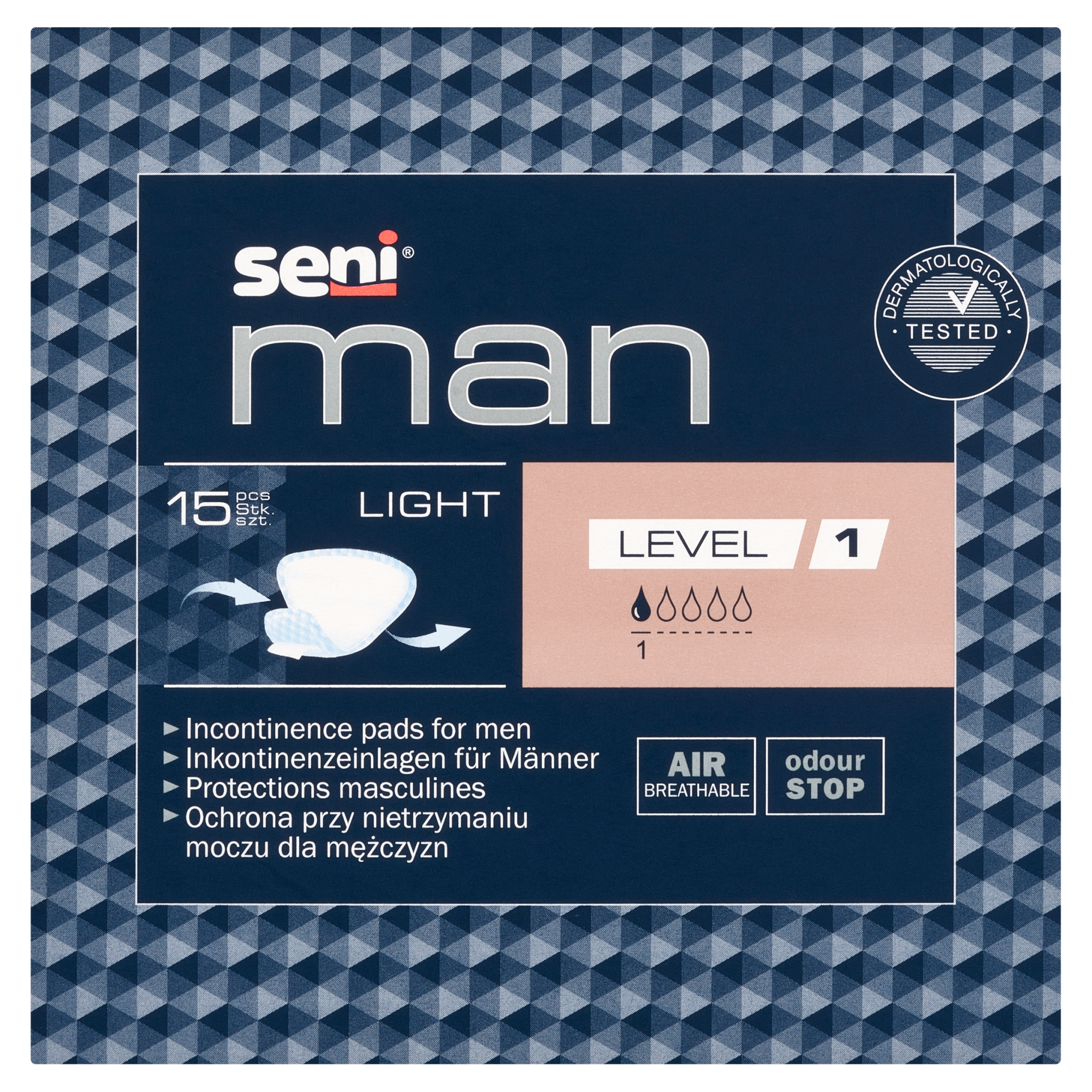 Seni Man Light Level 1 wkładki urologiczne dla mężczyzn 15 sztuk