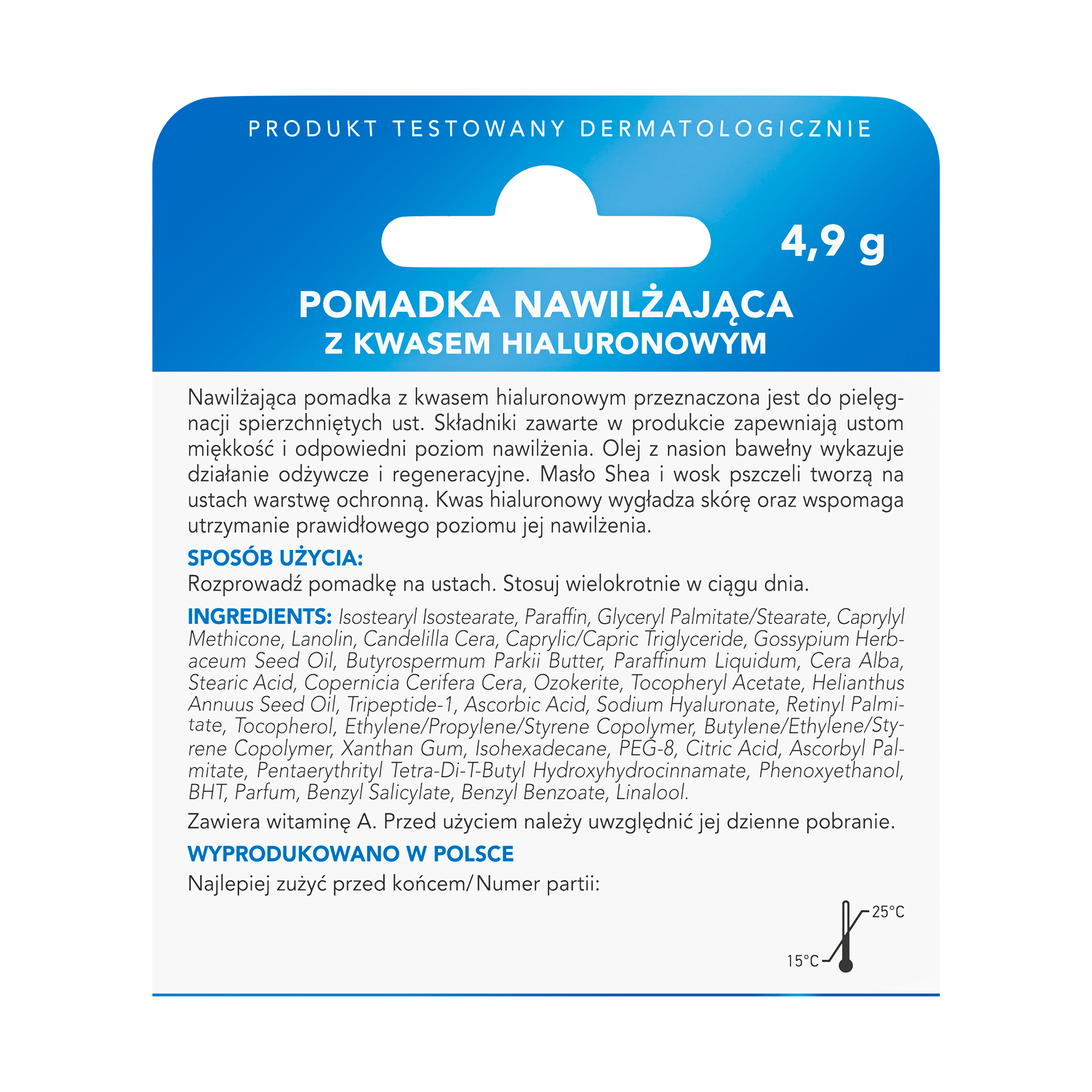 HydroCare pomadka nawilżająca, 4,9 g