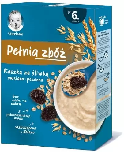 Nestlé Gerber Pełnia zbóż Kaszka owsiano-pszenna ze śliwką dla niemowląt po 6. miesiącu 200 g zdjęcie