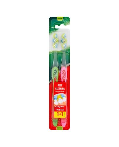 Colgate Twister Deep Cleaning Medium Szczoteczka do zębów, 2 sztuki zdjęcie