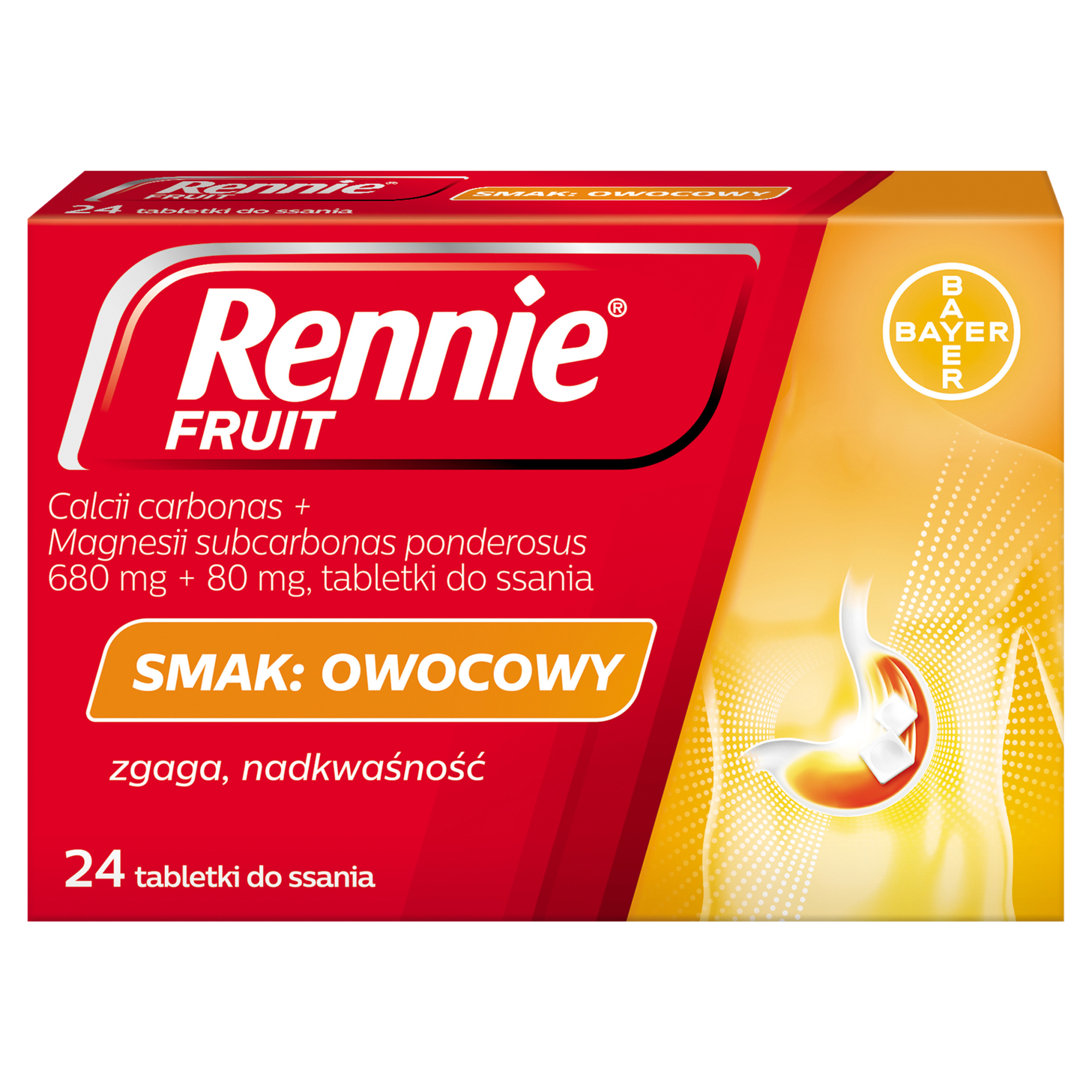 Rennie Fruit o smaku owocowym, na zgagę, refluks i niestrawność, 24 tabletki do ssania zdjęcie