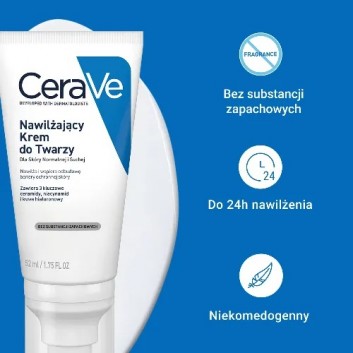 CeraVe, nawilżający krem do twarzy dla skóry normalnej i suchej, 52 ml