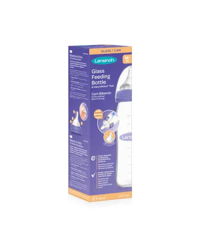 Lansinoh mOmma szklana butelka ze smoczkiem NaturalWave o średnim przepływie 240 ml zdjęcie