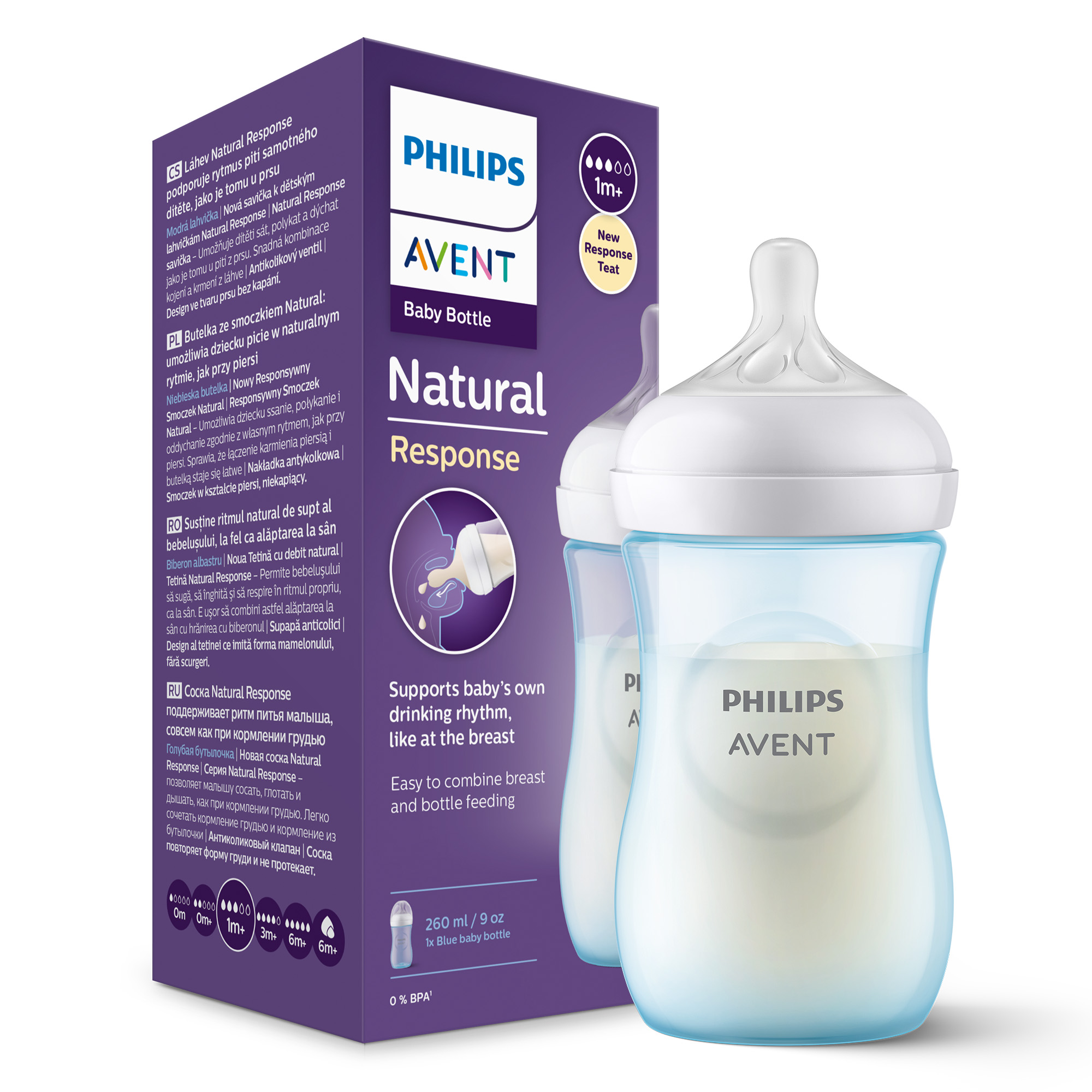 Avent Philips Natural Response butelka 1m+ niebieska 260 ml [SCY903/21] zdjęcie