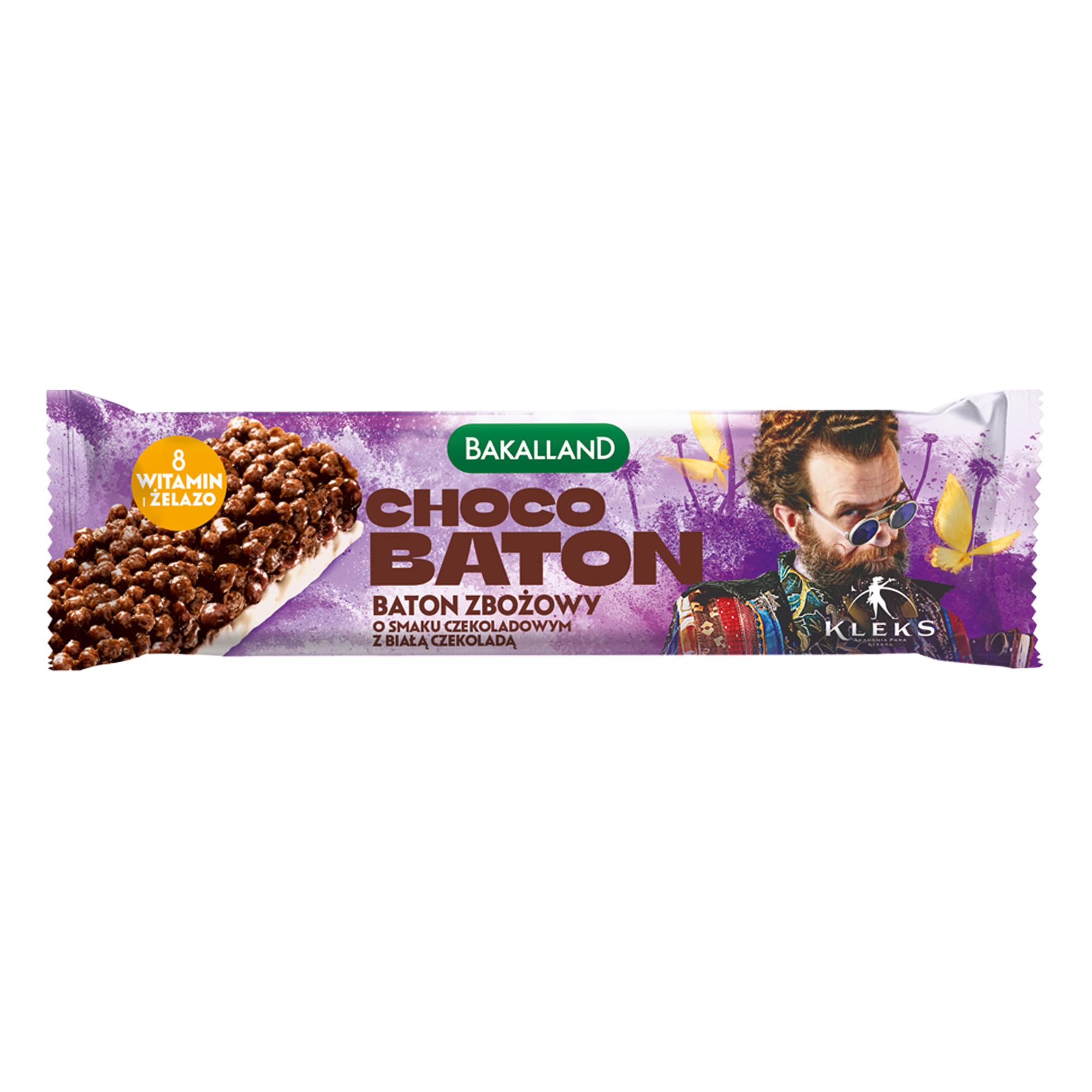 Bakalland KLEKS Choco Baton zbożowy o smaku czekoladowym z białą czekoladą, 25 g zdjęcie