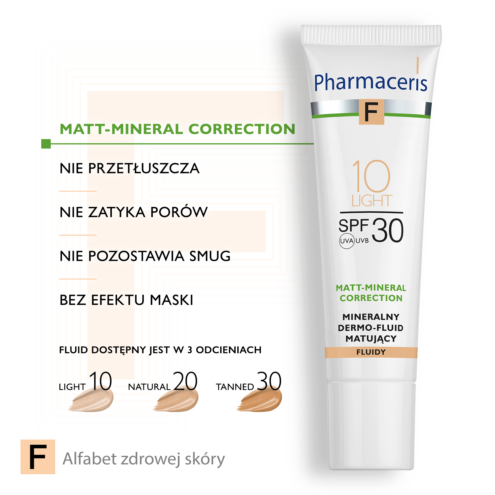 Pharmaceris F Mineralny dermo-fluid matujący Light 10, 30 ml 