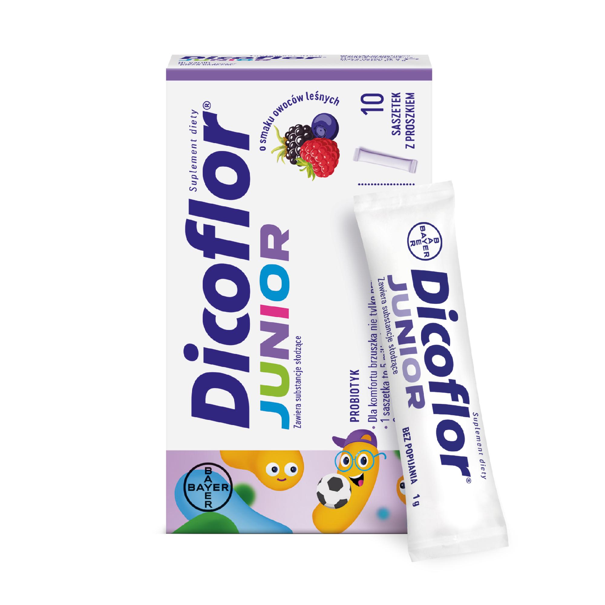 Bayer Dicoflor Junior o smaku owoców leśnych, saszetki, 10 sztuk zdjęcie