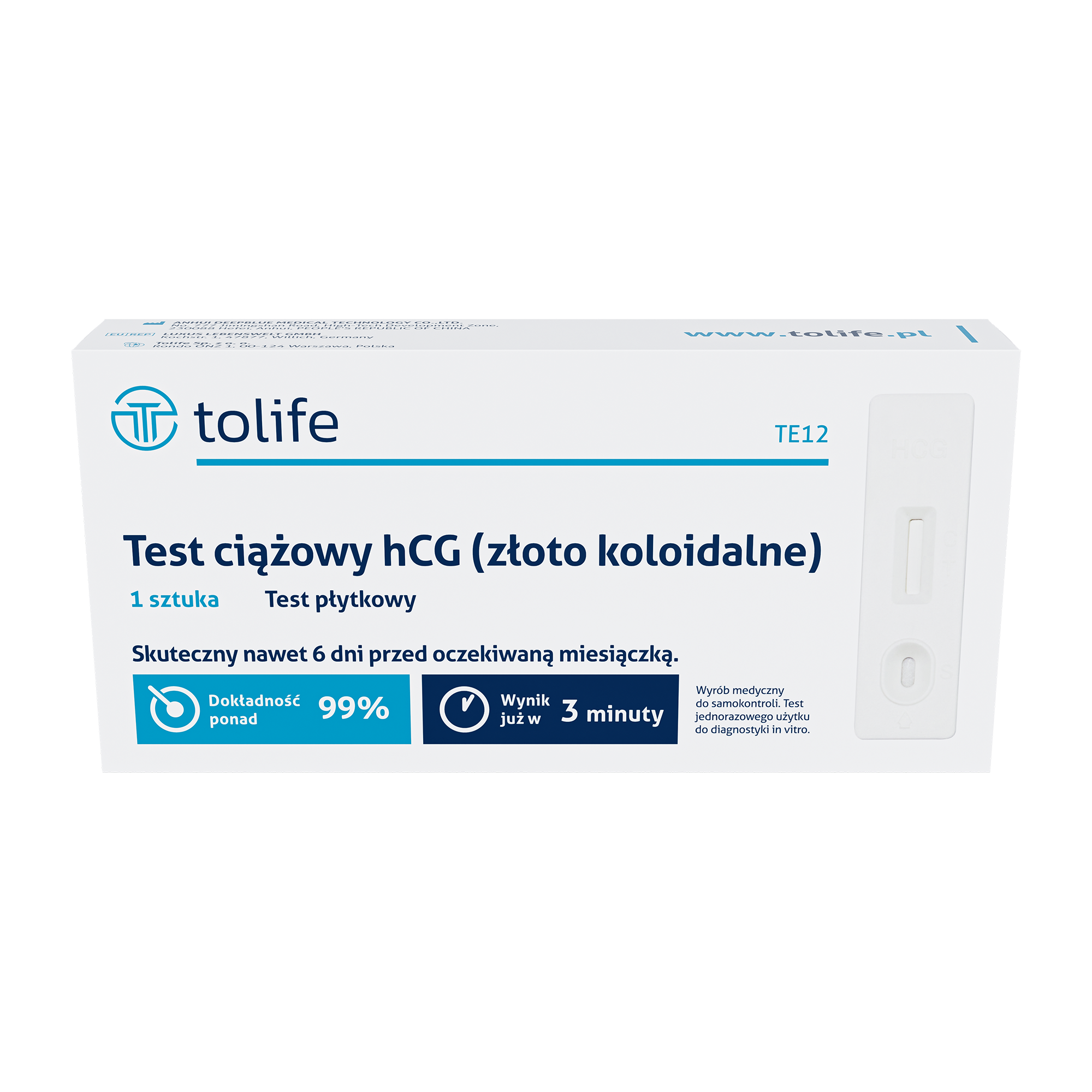 Test ciążowy płytkowy, 1 sztuka zdjęcie