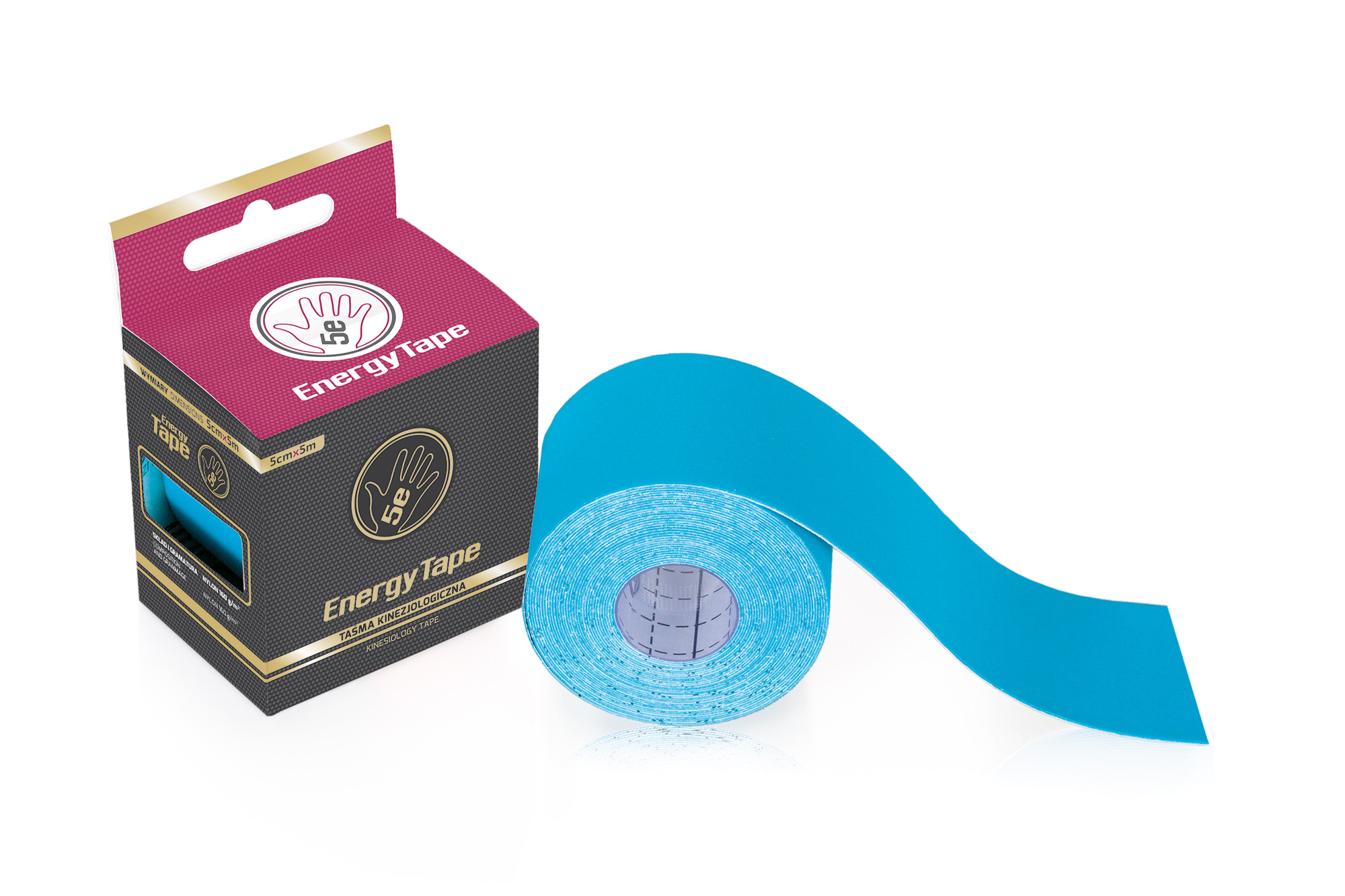 Taśma kinezjologiczna Energy Premium nylonowa w kolorze niebieskim, 1 sztuka zdjęcie