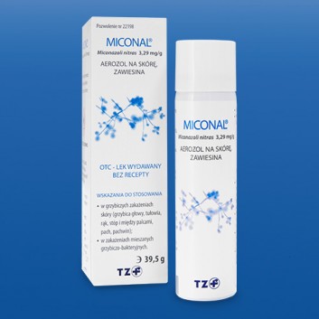 MICONAL Aerozol na skórę 3,29 mg/g - 39,5 ml - grzybicze zakażenia skóry - cena, opinie, wskazania