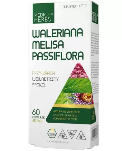 Medica Herbs Waleriana Melisa Passiflora 60 kapsułek zdjęcie